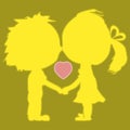 Sweet,ÃÂ Bright vector illustration. Loving couple with a kiss.